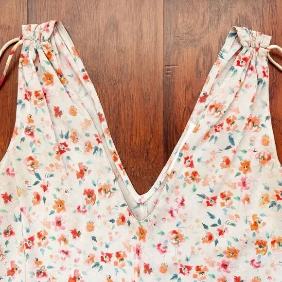 Amanda Uprichard 100% Silk Cami Tank Top Tie Shoulder Floral Romantic Sz XS - Picture 4 of 14